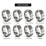 font options for inside engraving on silver surgical scissors rings