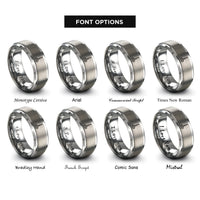 font options for inside engraving on silver surgical scissors rings