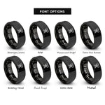 font options for inside engraving on black survey level rings