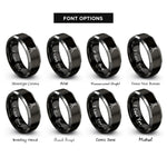 font options for inside engraving on black & silver surveyor tripod rings