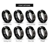 font options for inside engraving on black & silver surveyor tripod rings