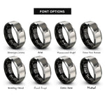 font options for inside engraving on black & silver surveyor tripod silhouette rings