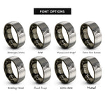 font options for inside engraving on gunmetal & silver surveyor tripod silhouette rings