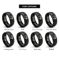 font options for inside engraving on black sushi chef headband rings