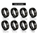 font options for inside engraving on black sushi chef headband rings