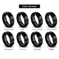 font options for inside engraving on black sushi chef headband rings