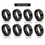 font options for inside engraving on black sushi chef headband rings