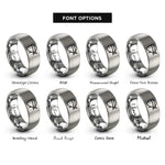 font options for inside engraving on grey sushi chef headband rings