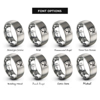 font options for inside engraving on grey sushi chef headband rings