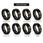 font options for inside engraving on gunmetal & black sushi chef headband rings