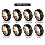 font options for inside engraving on black & rose gold sushi roll rings