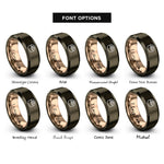 font options for inside engraving on gunmetal & rose gold sushi roll rings