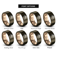 font options for inside engraving on gunmetal & rose gold sushi roll rings