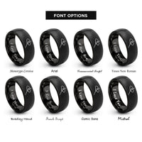 font options for inside engraving on black suspended cymbal mallet rings