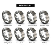 font options for inside engraving on grey suspended cymbal mallet rings