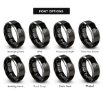 font options for inside engraving on black & gray suspended monorail rings