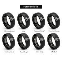 font options for inside engraving on black suspended monorail rings