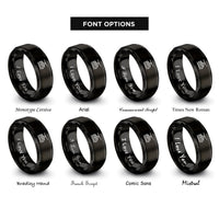 font options for inside engraving on black suspended monorail rings