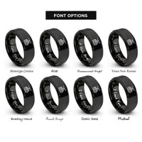 font options for inside engraving on black suspended monorail rings
