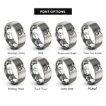 font options for inside engraving on grey suspended monorail rings