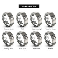 font options for inside engraving on grey suspended monorail rings