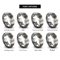 font options for inside engraving on gray suspended monorail rings