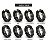 font options for inside engraving on black & gray sustain pedal rings