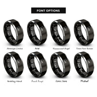 font options for inside engraving on black & gray sustain pedal rings