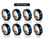 font options for inside engraving on blue & rose gold suya skewers rings