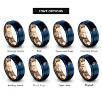 font options for inside engraving on blue & rose gold suya skewers rings