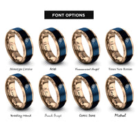 font options for inside engraving on blue & rose gold suya skewers rings