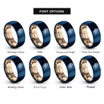 font options for inside engraving on rose gold & blue suya skewers rings
