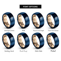 font options for inside engraving on rose gold & blue suya skewers rings