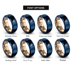 font options for inside engraving on rose gold & blue suya skewers rings