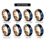 font options for inside engraving on rose gold & blue suya skewers rings