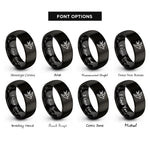 font options for inside engraving on black swallow rings