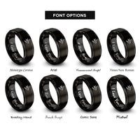 font options for inside engraving on black swallow rings