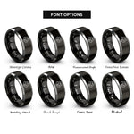 font options for inside engraving on black & gray swan cygnets rings