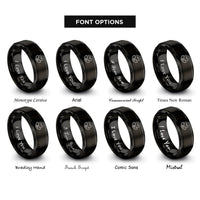 font options for inside engraving on black swan cygnets rings