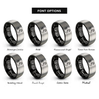 font options for inside engraving on black & silver swan mat extension rings