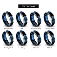 font options for inside engraving on blue & grey swan mat extension rings