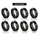 font options for inside engraving on black & gray swarm of bats rings