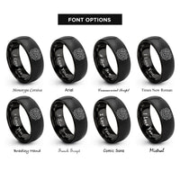 font options for inside engraving on black swarm of bats rings