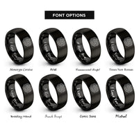 font options for inside engraving on black swarm of bats rings
