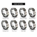 font options for inside engraving on grey swarm of bats rings