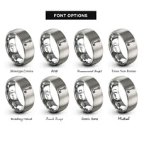 font options for inside engraving on silver sway bar disconnect rings