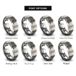 font options for inside engraving on silver sway bar disconnect rings