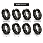 font options for inside engraving on black & grey sweden rings