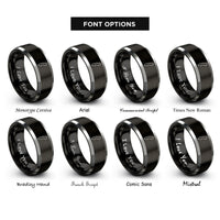 font options for inside engraving on black & gray sweden rings