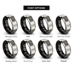 font options for inside engraving on black & grey sweden rings